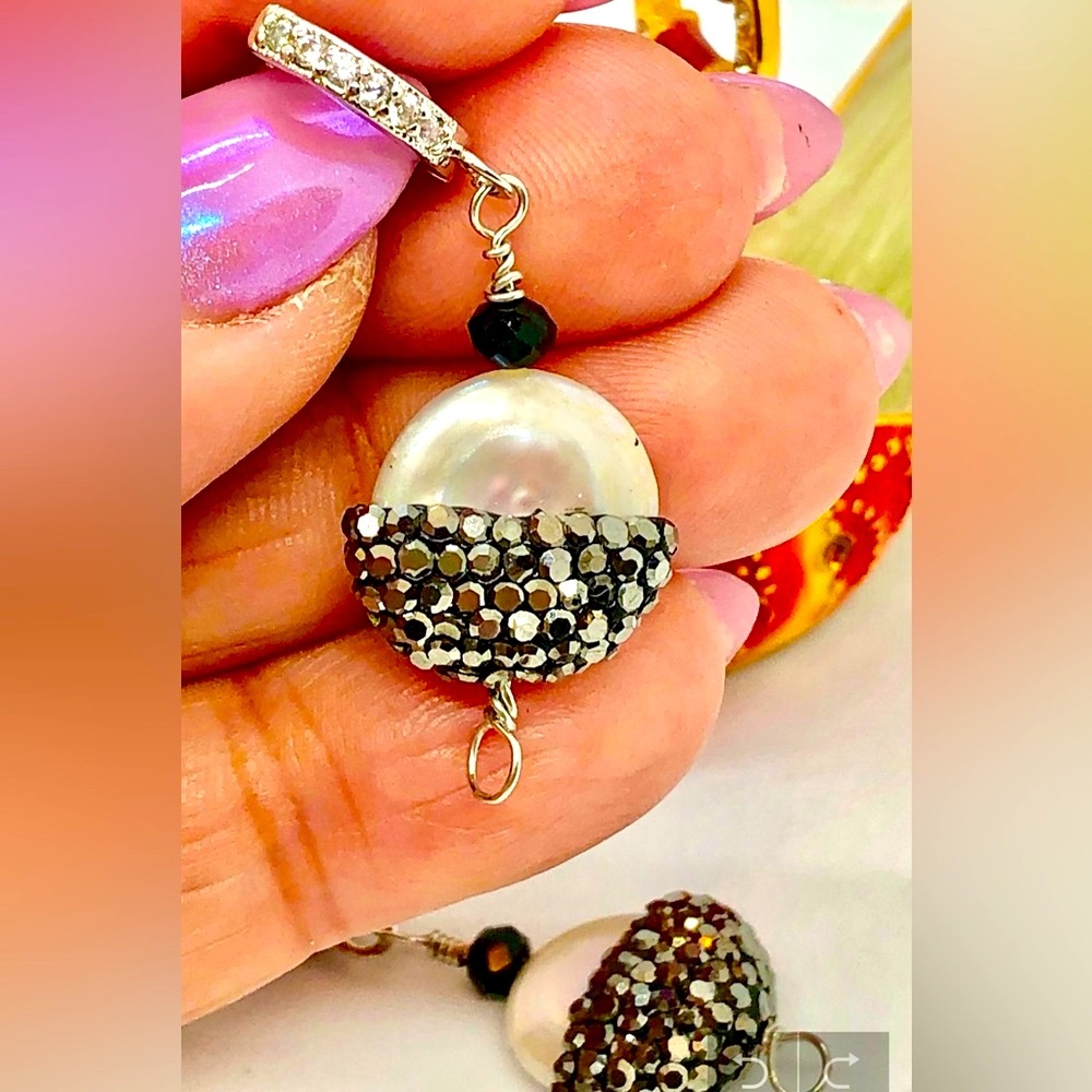 Genuine biwa pearl and marcasite earrings-classics!